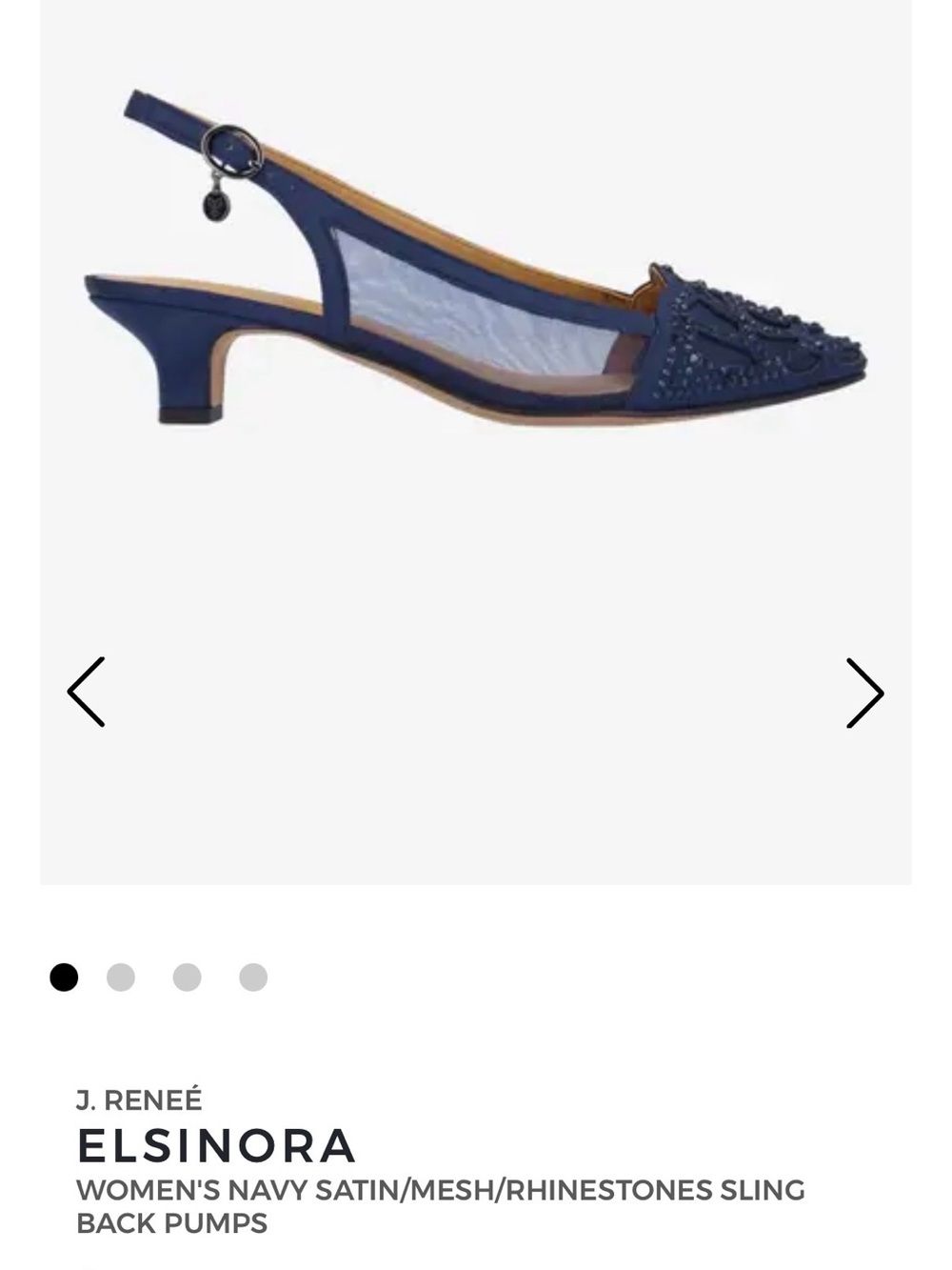 J.Renee Navy Satin Mesh Rhinestone Slingback Kitten Heels - New, never worn